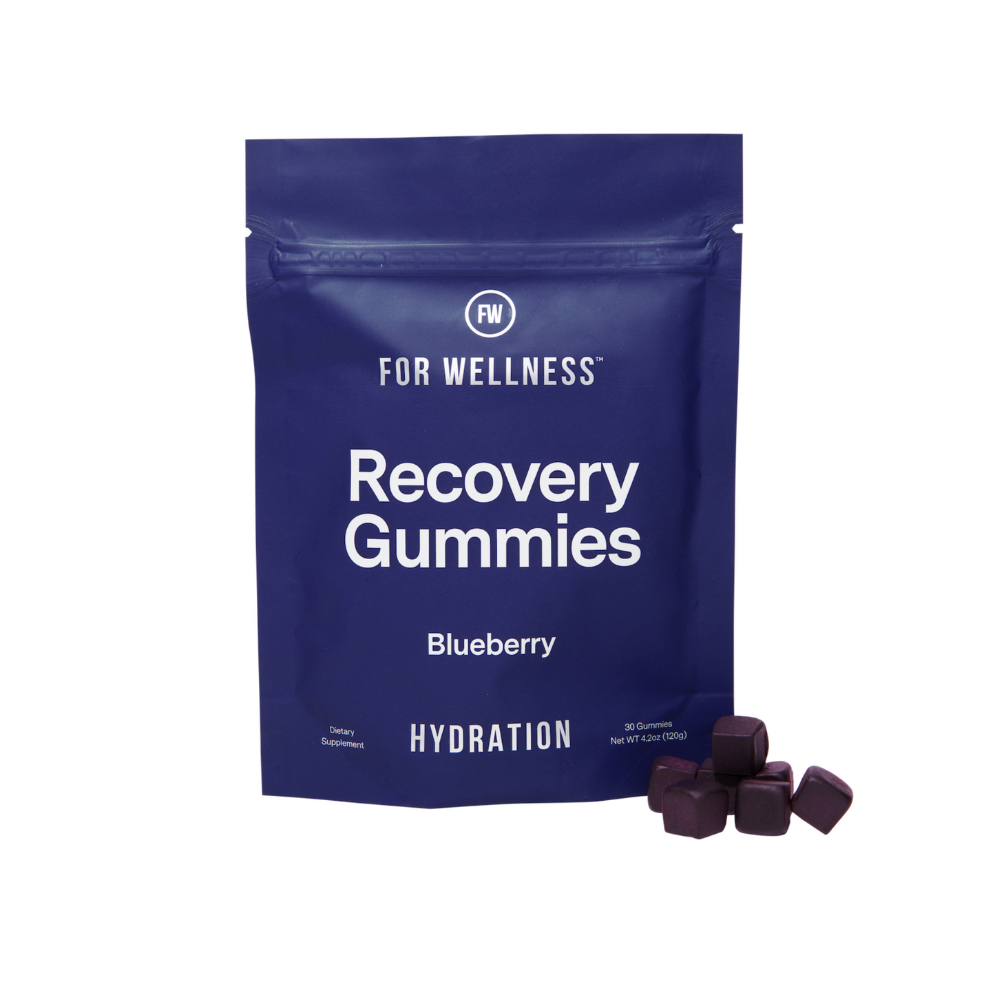 Front of Recovery Gummies Hydration pouch