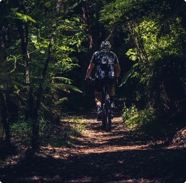 Man biking on a trail