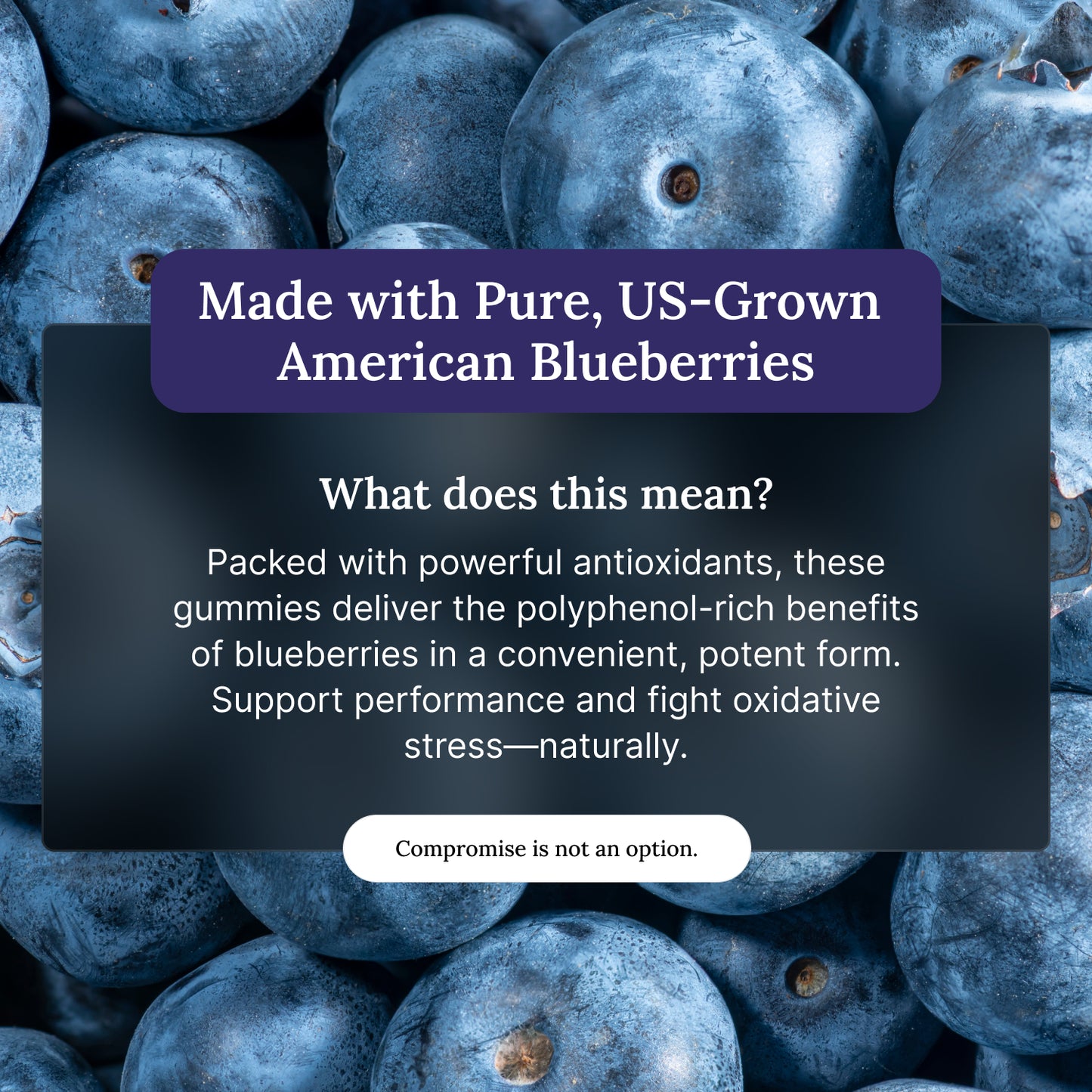 Blueberries with text about US-grown blueberries and their health benefits.