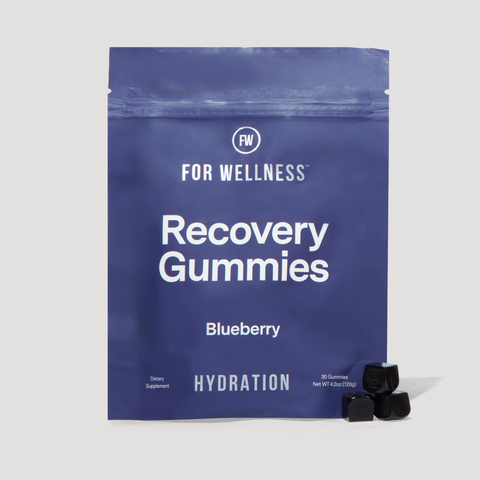 For Wellness Recovery Gummies Hydration Blueberry pouch with gummies shown